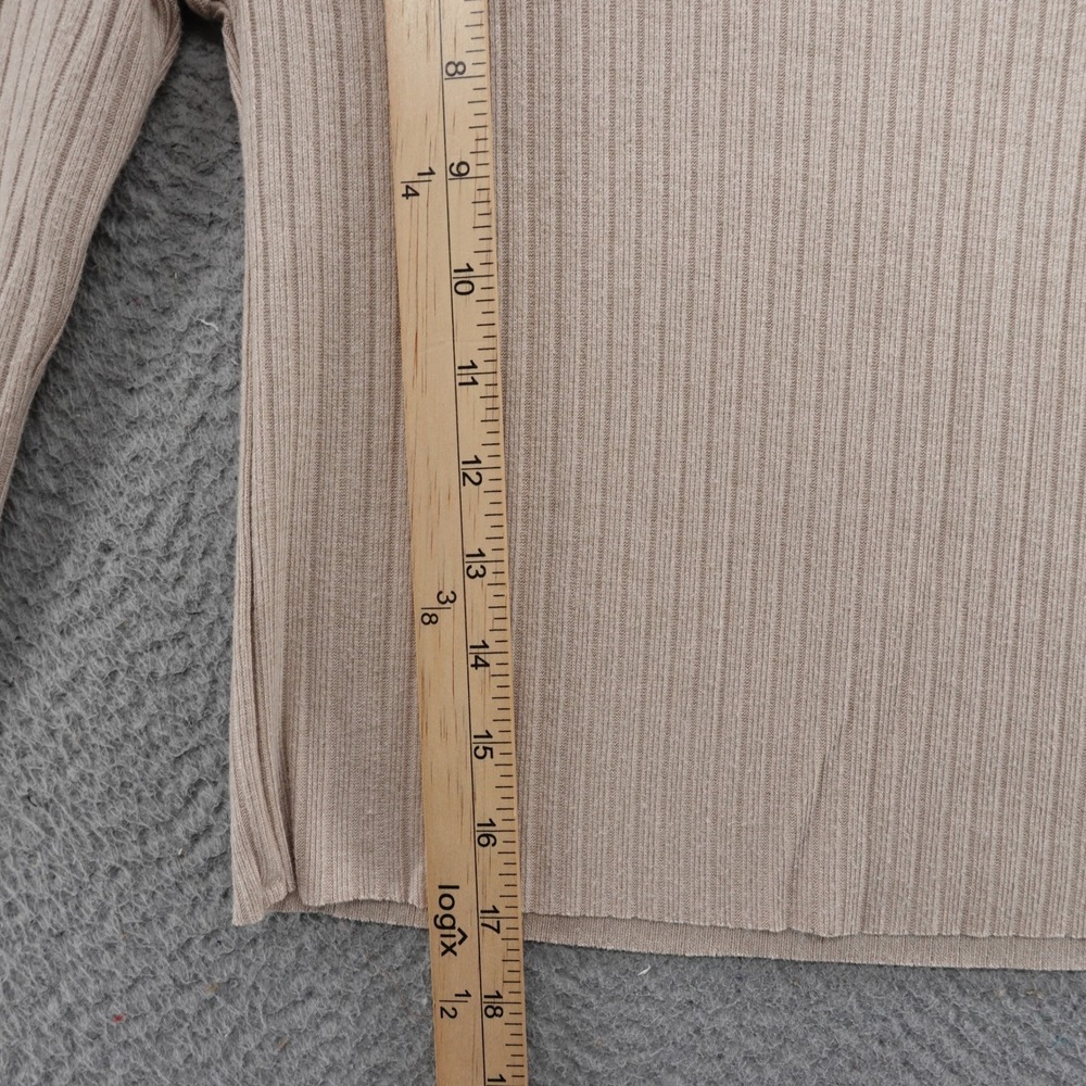 Urban Social Ribbed Knit Turtleneck Long Sleeve Cropped Top Beige Small NEW - Picture 8 of 11